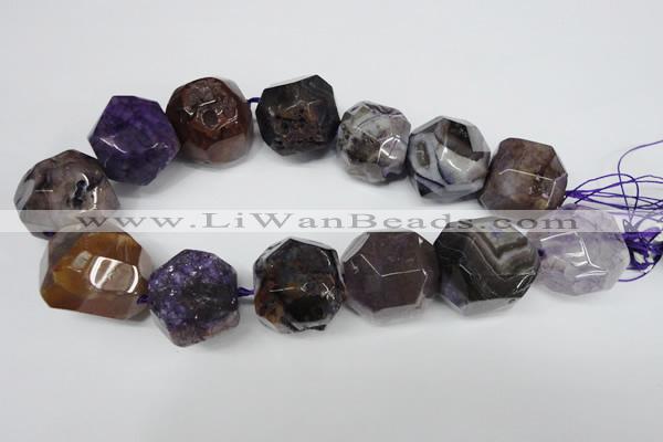 CAG5601 15 inches 25*30mm faceted nuggets agate gemstone beads