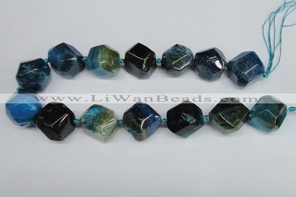 CAG5610 15 inches 22*25mm faceted nuggets agate gemstone beads