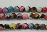 CAG5661 15 inches 4mm faceted round fire crackle agate beads