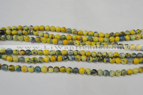 CAG5673 15 inches 6mm faceted round fire crackle agate beads