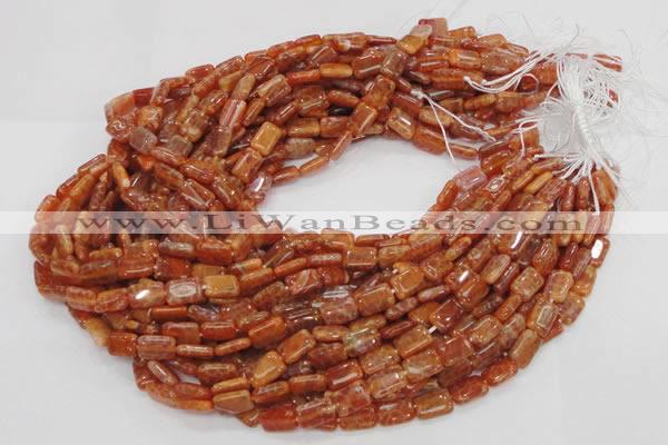 CAG568 15.5 inches 8*10mm rectangle natural fire agate beads