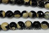 CAG5683 15 inches 8mm faceted round fire crackle agate beads