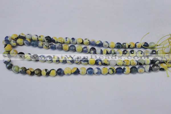 CAG5688 15 inches 8mm faceted round fire crackle agate beads