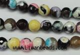 CAG5690 15 inches 8mm faceted round fire crackle agate beads