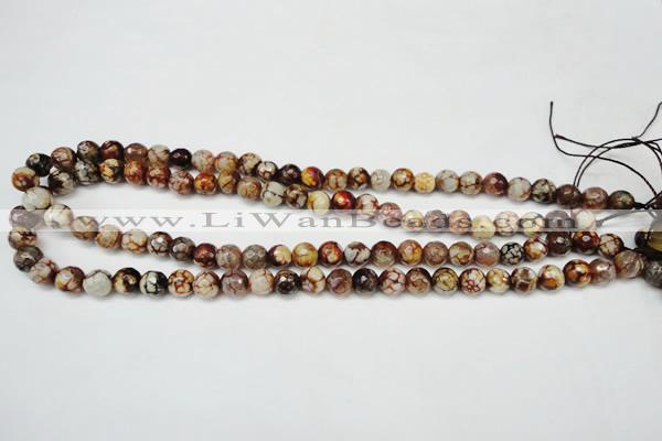 CAG5691 15 inches 8mm faceted round fire crackle agate beads