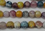 CAG5700 15 inches 8mm faceted round fire crackle agate beads