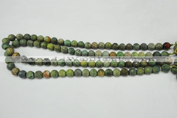 CAG5702 15 inches 8mm faceted round fire crackle agate beads