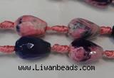 CAG5715 15 inches 10*14mm faceted teardrop fire crackle agate beads