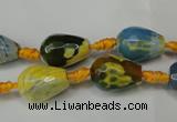 CAG5716 15 inches 10*14mm faceted teardrop fire crackle agate beads