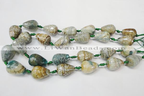 CAG5731 15 inches 15*20mm faceted teardrop fire crackle agate beads