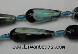 CAG5760 15 inches 10*30mm faceted teardrop fire crackle agate beads