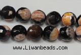 CAG5808 15 inches 10mm faceted round fire crackle agate beads