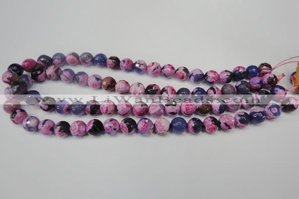 CAG5810 15 inches 10mm faceted round fire crackle agate beads