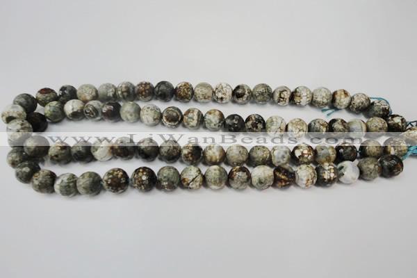 CAG5815 15 inches 10mm faceted round fire crackle agate beads