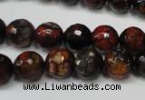 CAG5816 15 inches 10mm faceted round fire crackle agate beads