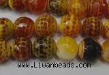 CAG5817 15 inches 10mm faceted round fire crackle agate beads