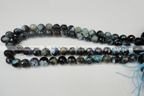 CAG5829 15 inches 12mm faceted round fire crackle agate beads