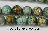 CAG5833 15 inches 12mm faceted round fire crackle agate beads