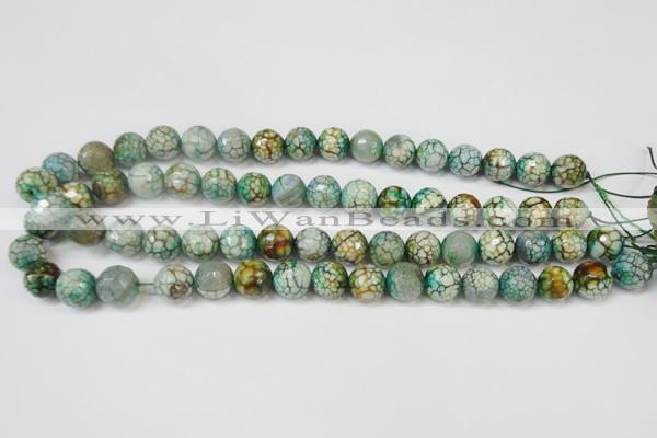 CAG5833 15 inches 12mm faceted round fire crackle agate beads