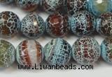 CAG5834 15 inches 12mm faceted round fire crackle agate beads