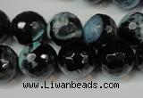 CAG5841 15 inches 14mm faceted round fire crackle agate beads