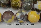 CAG5858 15 inches 16mm faceted round fire crackle agate beads