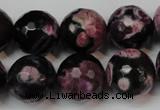 CAG5861 15 inches 16mm faceted round fire crackle agate beads