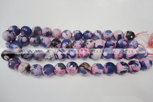 CAG5863 15 inches 16mm faceted round fire crackle agate beads