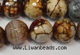 CAG5867 15 inches 16mm faceted round fire crackle agate beads