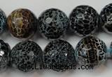 CAG5872 15 inches 16mm faceted round fire crackle agate beads