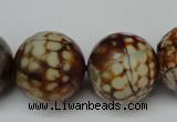 CAG5888 15 inches 20mm faceted round fire crackle agate beads