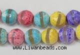 CAG5890 15 inches 10mm faceted round tibetan agate beads wholesale