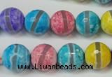 CAG5892 15 inches 12mm faceted round tibetan agate beads wholesale