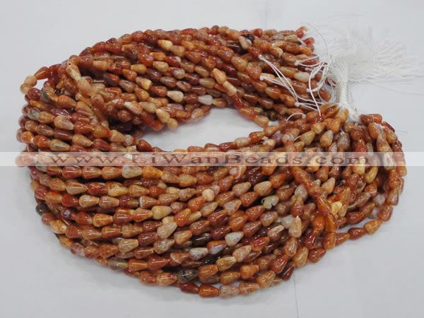 CAG592 15.5 inches 6*10mm teardrop natural fire agate beads