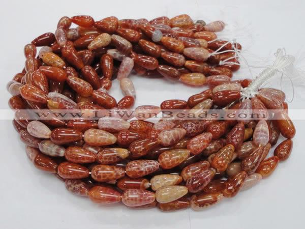 CAG594 15.5 inches 10*20mm teardrop natural fire agate beads