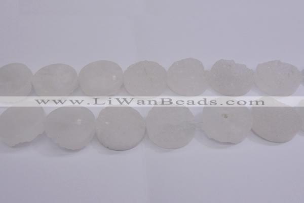 CAG5983 15.5 inches 30mm coin white agate gemstone beads