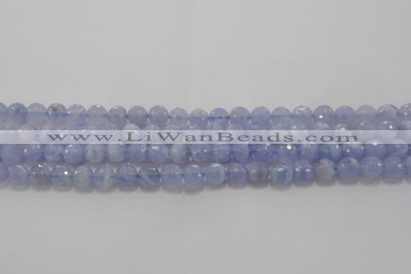 CAG5997 15.5 inches 8mm faceted round blue lace agate beads