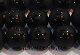 CAG6004 15.5 inches 12mm carved round matte black agate beads