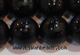 CAG6005 15.5 inches 14mm carved round matte black agate beads