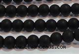 CAG6011 15.5 inches 6mm round matte black agate beads