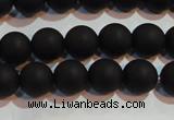 CAG6012 15.5 inches 8mm round matte black agate beads