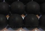 CAG6015 15.5 inches 14mm round matte black agate beads