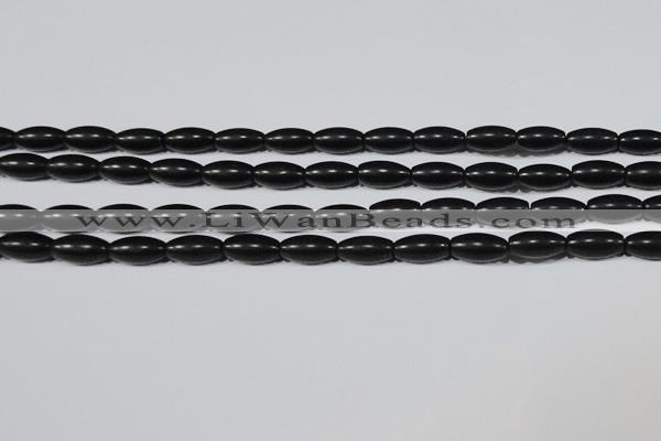 CAG6025 15.5 inches 6*12mm rice matte black agate beads