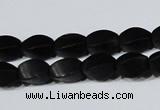 CAG6040 15.5 inches 5*8mm twisted rice matte black agate beads