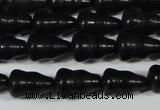 CAG6042 15.5 inches 5*8mm carved calabash matte black agate beads