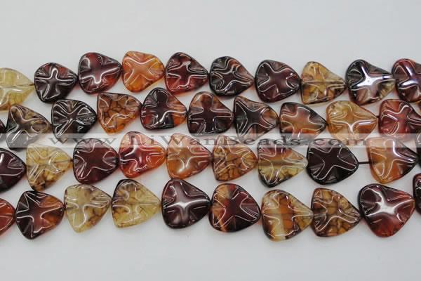 CAG6075 15.5 inches 20mm wavy triangle dragon veins agate beads