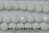 CAG6100 15.5 inches 4mm faceted round white agate gemstone beads