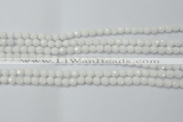 CAG6100 15.5 inches 4mm faceted round white agate gemstone beads