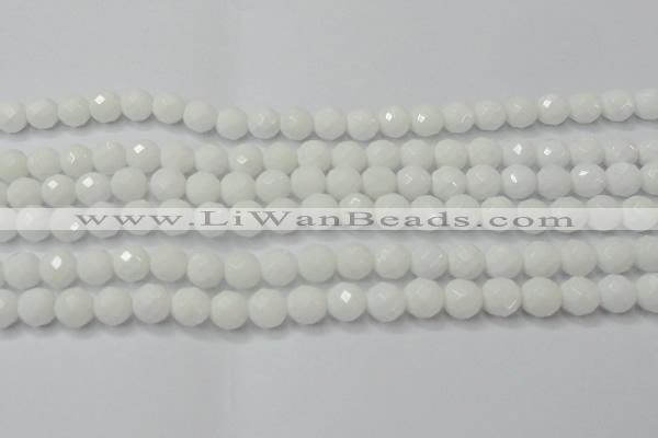 CAG6101 15.5 inches 6mm faceted round white agate gemstone beads