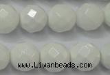 CAG6102 15.5 inches 8mm faceted round white agate gemstone beads